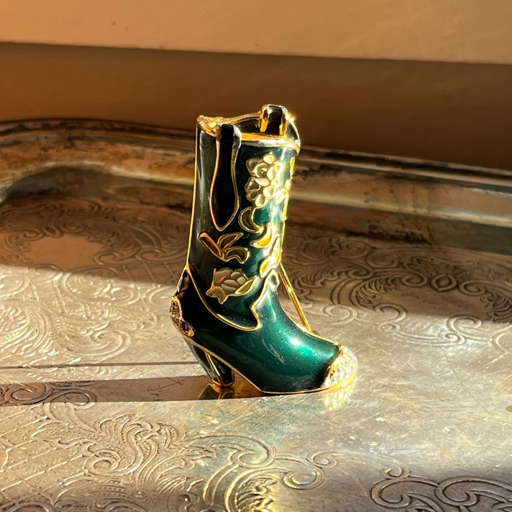 Fun Western Enamel Cowboy Boot Brooch